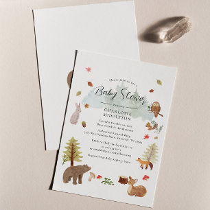 Woodland Animals Autumn Fall Baby Shower Invitation