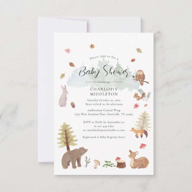 Woodland Animals Autumn Fall Baby Shower Invitation (Front)