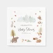 Woodland Animals Autumn Fall Baby Shower Paper Napkin (Front)