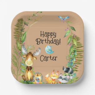 Woodland Animals Baby Birthday  Paper Plate