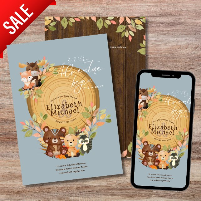 Woodland Animals Baby Boy Shower 1st Birthday  Invitation (Creator Uploaded)