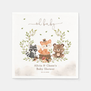Woodland Animals Baby Boy Shower Invitation Napkin