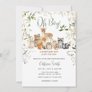 Woodland Animals Baby Boy Shower Rustic Forest Invitation