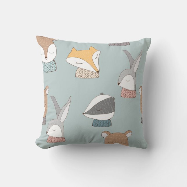Woodland Animals Baby Pillow (Front)