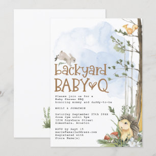Woodland Animals Baby Q Backyard Baby Shower Invitation
