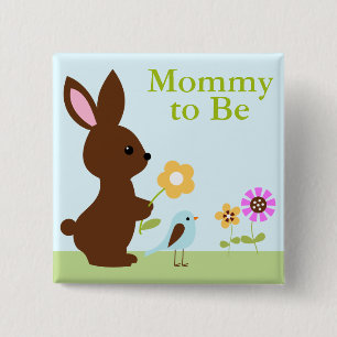 Woodland Animals Baby Shower 15 Cm Square Badge