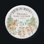 Woodland Animals Baby Shower 7" Plate<br><div class="desc">Forest Animals for a Neutral,  girls or boys baby shower. Change our background colour by clicking on customise and using our colour picker.   Matching items available in our shop.</div>