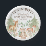 Woodland Animals Baby Shower 7" Plate<br><div class="desc">Forest Animals for a Neutral,  girls or boys baby shower. Change our background colour by clicking on customise and using our colour picker.   Matching items available in our shop.</div>