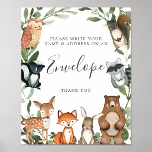 Woodland Animals Baby Shower Address Envelope Sign
