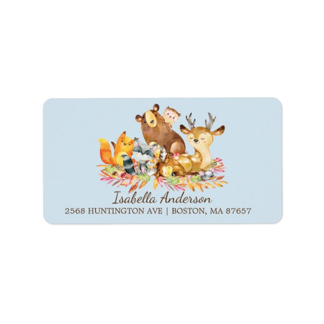 Woodland Animals Baby Shower Address Label (Front)