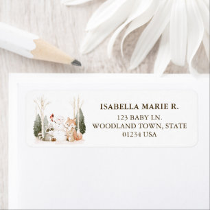 Woodland Animals Baby Shower Address Return Address Label