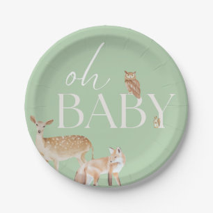 Woodland Animals Baby Shower, Baby Boy, Baby Girl Paper Plate