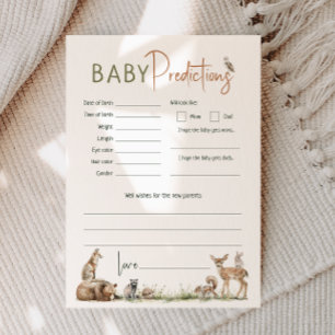 Woodland Animals Baby Shower Baby Predictions Card
