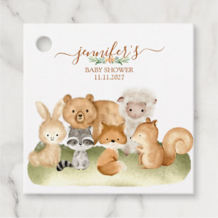 Woodland animals Baby Shower Boho Script Favour Tags