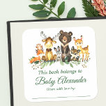 Woodland Animals Baby Shower Bookplate Labels<br><div class="desc">Watercolor Woodland Animals Baby Shower Bookplate Labels. Baby Animals include Bear,  Deer,  Moose,  Racoon,  Bunny Rabbit,  Fox and Owl on eucalyptus leaves and forest greenery.</div>