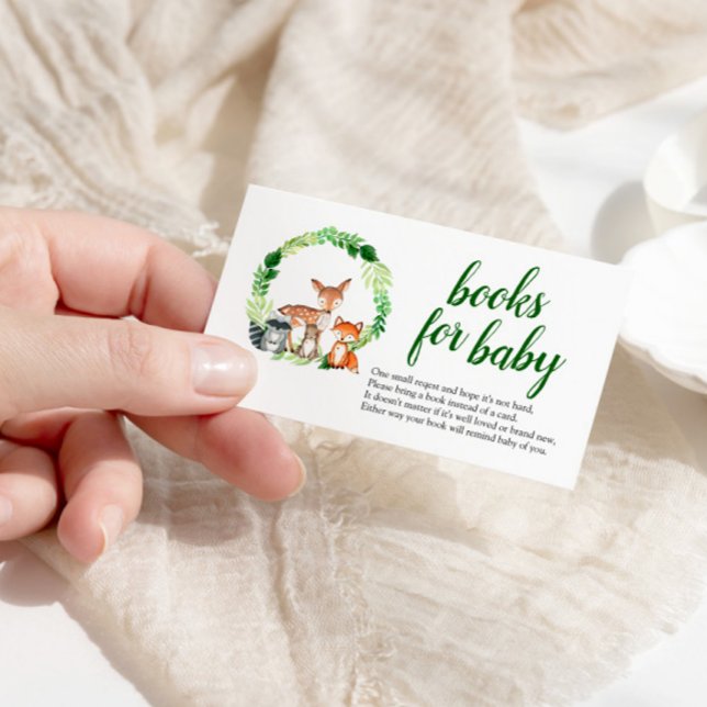 Woodland Animals Baby Shower Books for Baby Enclosure Card (Creator Uploaded)