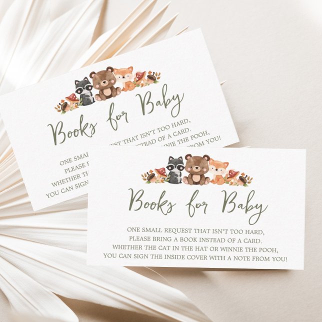 Woodland Animals Baby Shower Books for Baby Enclosure Card (Creator Uploaded)