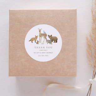 Woodland Animals Baby Shower Classic Round Sticker