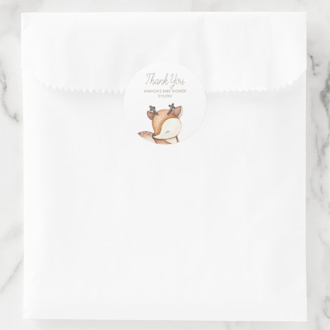Woodland Animals Baby Shower Classic Round Sticker (Bag)