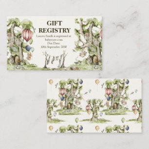 Woodland Animals Baby Shower Cute Gift Registry  Business Card