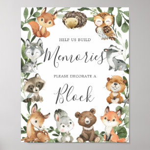 Woodland Animals Baby Shower Decorate A Block Sign