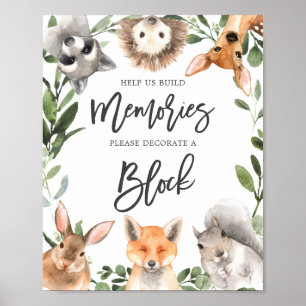 Woodland Animals Baby Shower Decorate A Block Sign