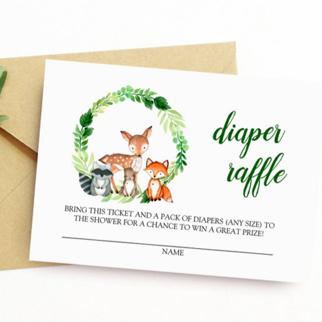 Woodland Animals Baby Shower Diaper Raffle Card (Creator Uploaded)