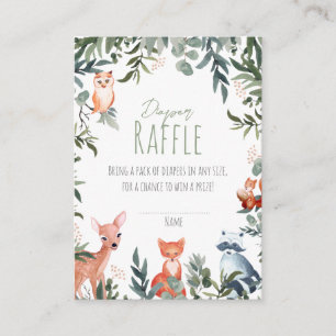 Woodland Animals Baby Shower Diaper Raffle Cards 