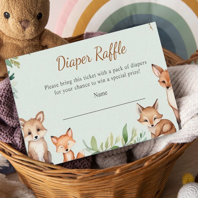 Woodland Animals Baby Shower Diaper Raffle  Enclosure Card (Creator Uploaded)