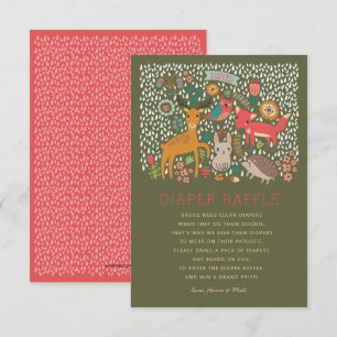 Woodland Animals Baby Shower Diaper Raffle Invitation