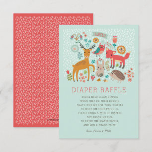 Woodland Animals Baby Shower Diaper Raffle Invitation