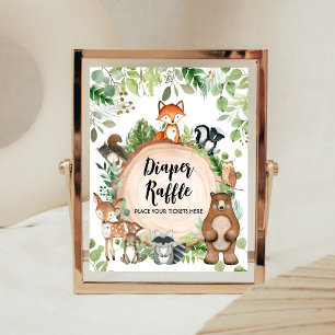 Woodland Animals Baby Shower Diaper Raffle Sign