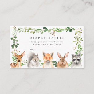 Woodland Animals Baby Shower Diaper Raffle Ticket Enclosure Card