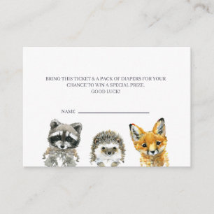 Woodland Animals Baby Shower Diaper Raffle Ticket Enclosure Card