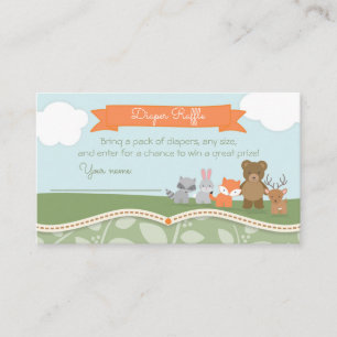 Woodland Animals Baby Shower Diaper Raffle Ticket Enclosure Card