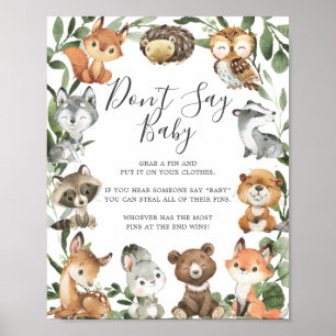Woodland Animals Baby Shower Don't Say Baby Sign