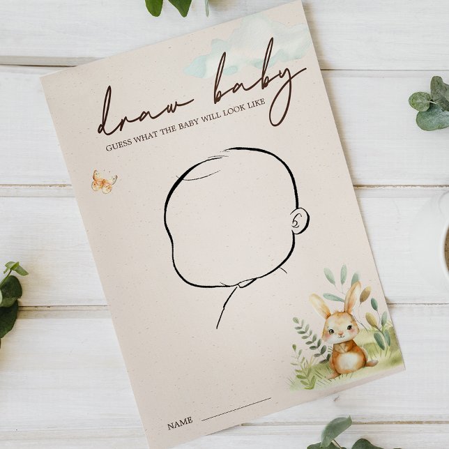 Woodland Animals Baby Shower Draw Baby Game Flyer (Creator Uploaded)