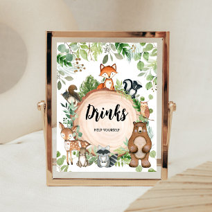 Woodland Animals Baby Shower Drinks Sign