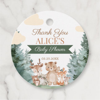 Woodland Animals Baby Shower Favor Tag