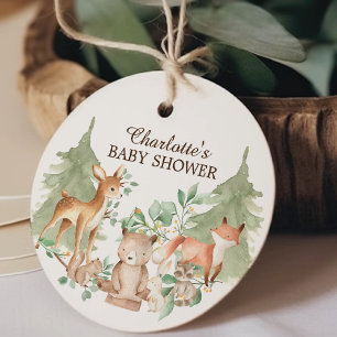 Woodland Animals Baby Shower Favour Gift Tag