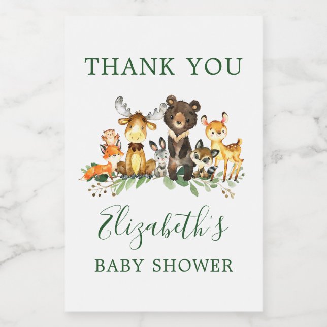 Woodland Animals Baby Shower Favour Labels (Single Label)
