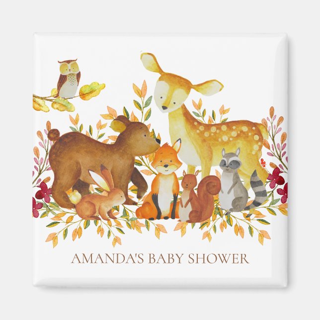 Woodland Animals Baby Shower Favour  Magnet (Front)