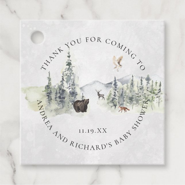Woodland Animals | Baby Shower Favour Tag (Front)