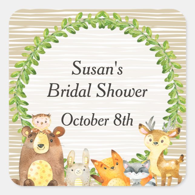 Woodland Animals Baby Shower Favour Tag (Front)