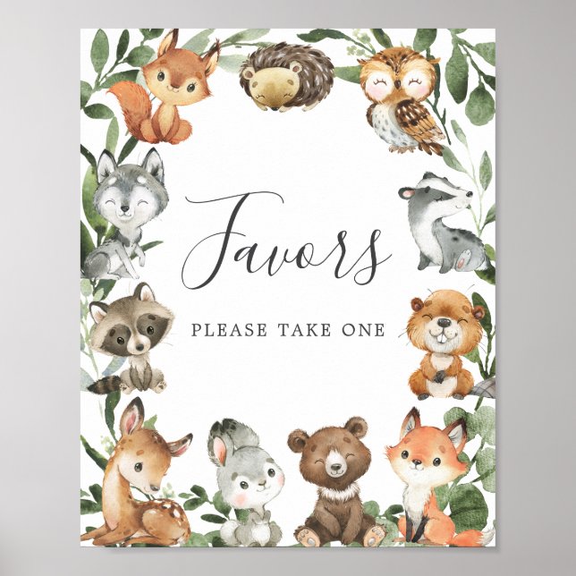Woodland Animals Baby Shower Favours Sign (Front)