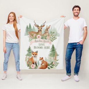 Woodland Animals Baby Shower Fleece Blanket
