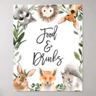Woodland Animals Baby Shower Food and Drinks Sign
