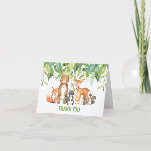 Woodland Animals Baby Shower Forest Boy Neutral Thank You Card