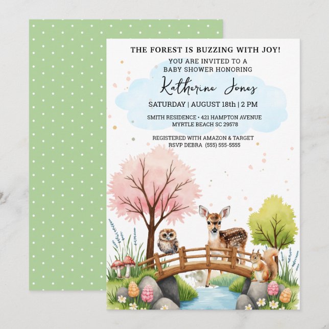  Woodland Animals   Baby Shower Gender Neutral   Invitation (Front/Back)