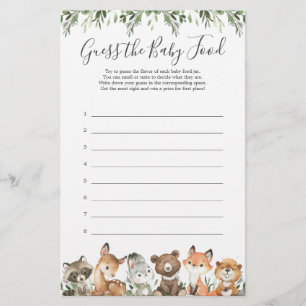Woodland Animals Baby Shower Guess The Baby Food